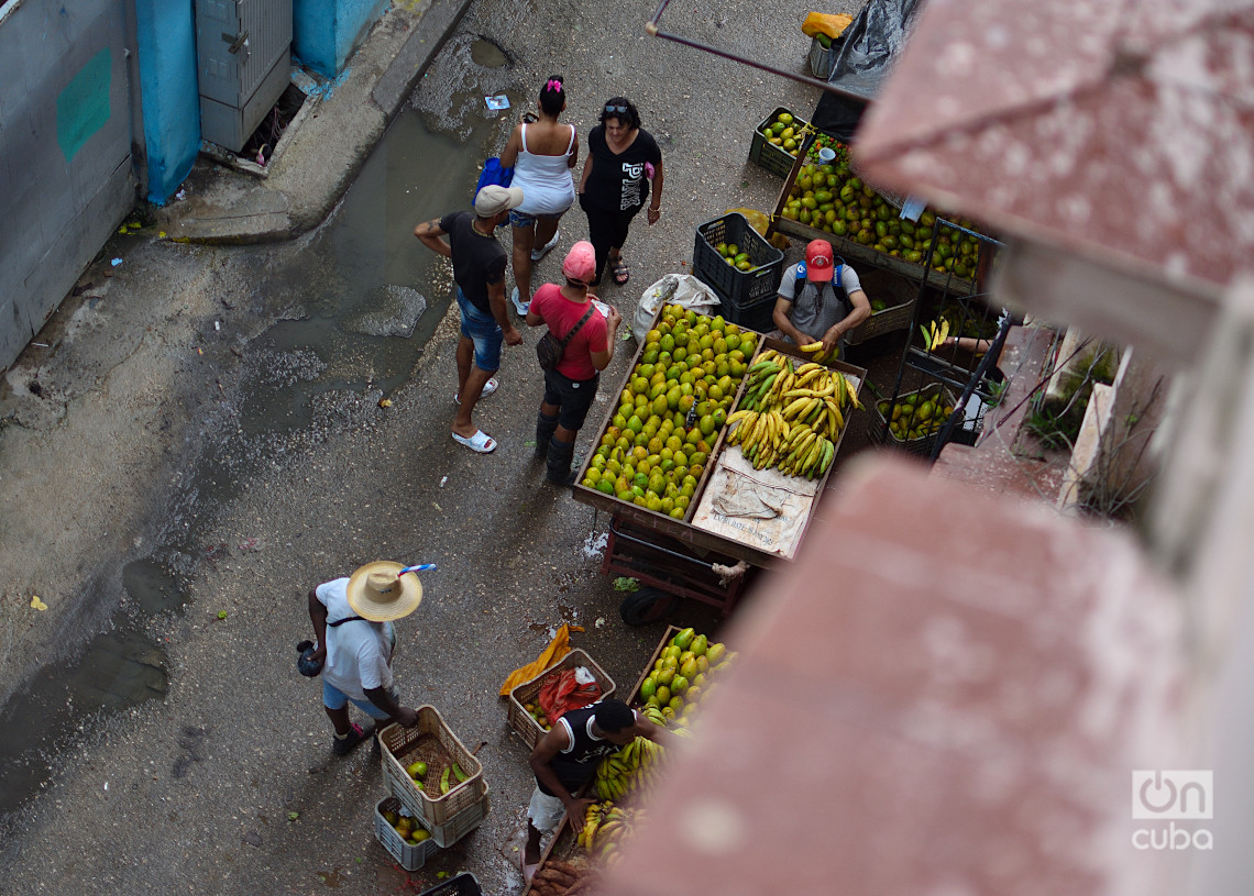 Vendedores de productos agrícolas en La Habana durante el apagón por la desconexión total del sistema eléctrico de Cuba. Foto: Otmaro Rodríguez.