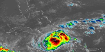 Imagen de satélite de la tormenta tropical Oscar sobre el oriente cubano. Foto: Insmet.