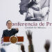 Claudia Sheinbaum, presidenta de México, habla durante una rueda de prensa este jueves en el Palacio Nacional. Foto:  Mario Guzmán/EFE.