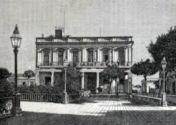 El Casino español de Cárdenas, en 1885, grabado publicado en La Ilustración Cubana.