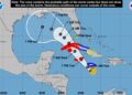 Cono de la probable trayectoria de la tormenta tropical Rafael. Gráfico: Centro Nacional de Huracanes de Estados Unidos.