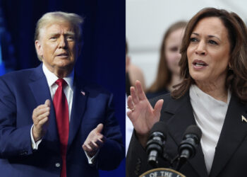 Los candidatos a la presidencia de Estados Unidos: el expresidente Donald Trump y a la vicepresidenta Kamala Harris. Foto: EFE/ Ting Shen / Pool.