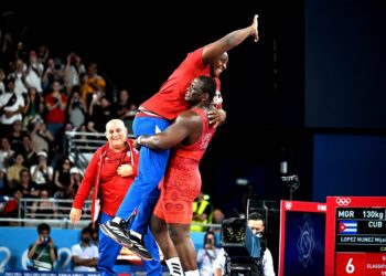 Mijaín López logró en París su quinta corona olímpica consecutiva. Foto: Ricardo López Hevia.