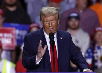 Donald Trump, durante un mitin de campaña en Grand Rapids, Michigan, Foto:  EFE/ CJ Gunther.