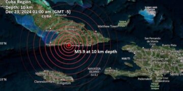 Sismo en el oriente de Cuba, en la madrugada del 23 de diciembre de 2024. Gráfico: Volcano Discovery / La Demajagua.