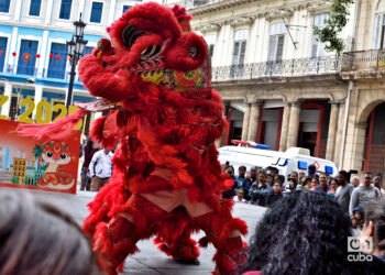 Cuba celebra el advenimiento del Ano Nuevo para China en el Paseo del Prado de La Habana. Foto: Otmaro Rodríguez