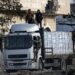 Camiones transportando ayuda humanitaria para Gaza. Foto: EFE/EPA/HAITHAM IMAD.