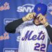 El dominicano Juan Soto durante su presentación como nuevo jugador de los New York Mets. Foto: Sarah Yenesel/EFE.