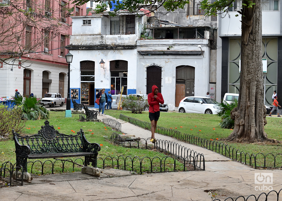 Un hombre se protege del frío durante un día invernal en La Habana. Foto: Otmaro Rodríguez.