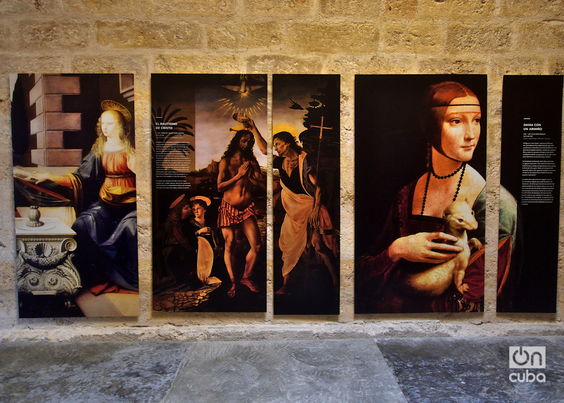 Leonardo da Vinci paint replicas in Atarés Castle: "The Annunciation", "The baptism of Christ"and "THE LADY OF THE ARMIÑO". Photo: Otmaro Rodríguez.