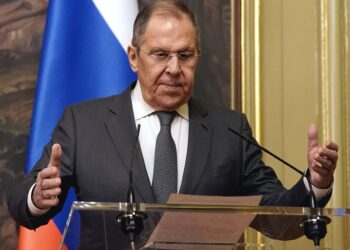 Lavrov durante una conferencia este 17 de febrero. Foto: TATYANA MAKEYEVA/EFE/EPA.