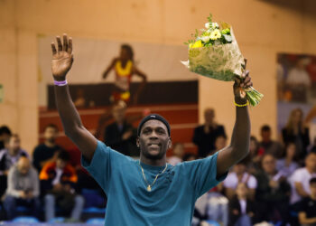 Lázaro Martínez se impuso en la final de triple salto, durante el World Indoor Tour Gold Madrid 2025. Foto: Sergio Pérez/EFE.