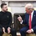 El presidente estadounidense Donald Trump con el presidente ucraniano Volodimir Zelenski en la (i) durante la reunión que han mantenido en la Casa Blanca. Foto: EFE/JIM LO SCALZO / POOL.