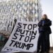 Ucranianos en Reino Unido protestan frente a la embajada estadounidense en Londres por el trato de la Administración Trump al Gobierno de Zelenski. Foto: TOLGA AKMEN / EFE / EPA.