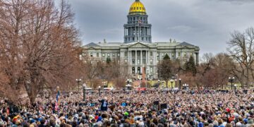 Vista de la movilización. Foto tomada de la cuenta @BernieSanders.