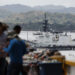 Buque de la Guardia Costera de Estados Unidos a la entrada del canal de Panamá este jueves. Foto:  Bienvenido Velasco/EFE.