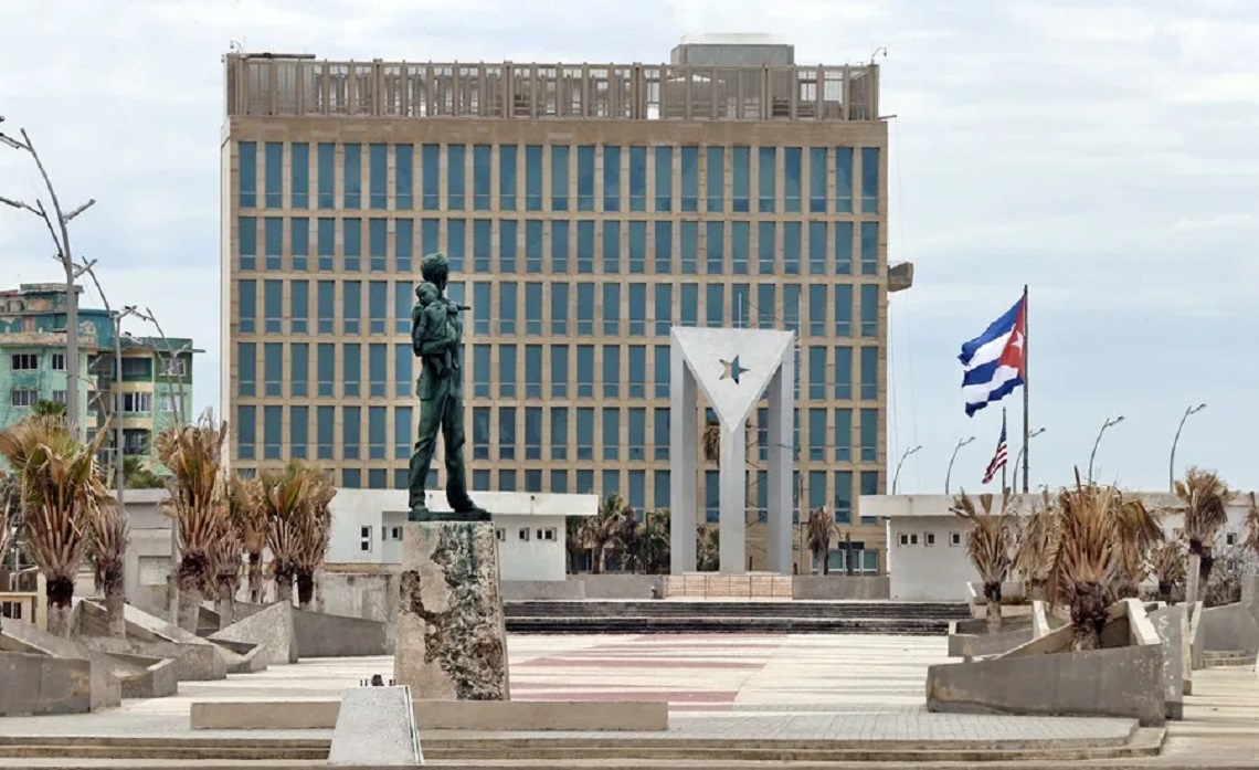 Fotografía del espacio central de La Tribuna Antimperialista de La Habana, el lunes 12 de mayo de 2025. Foto: Ernesto Mastrascusa / EFE.