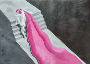 “Carga pesada”, 2024. Acrílico sobre lienzo, 60 x 80 cm.