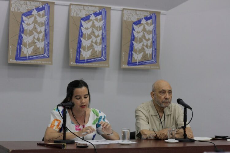 Camila Valdés León, directora del Centro de Estudios del Caribe de la Casa de las Américas, y el intelectual haitiano Frantz Voltaire. Foto: perfil de Casa de las Américas en Facebook.