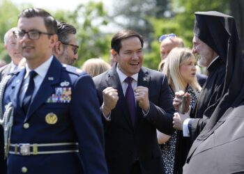 Marco Rubio en un evento por el Día Nacional de Oración, en el jardín de rosas de la Casa Blanca en Washington. Foto: YURI GRIPAS/POOL/EFE/EPA