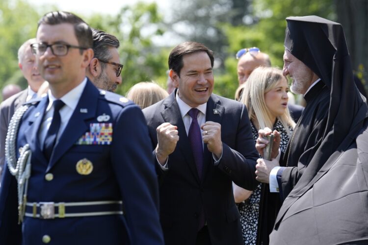 Marco Rubio en un evento por el Día Nacional de Oración, en el jardín de rosas de la Casa Blanca en Washington. Foto: YURI GRIPAS/POOL/EFE/EPA