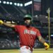 Randy Arozarena celebra tras anotar una carrera ante Canadá en el Clásico Mundial de béisbol,  2023. Foto: www.sportngnews.com