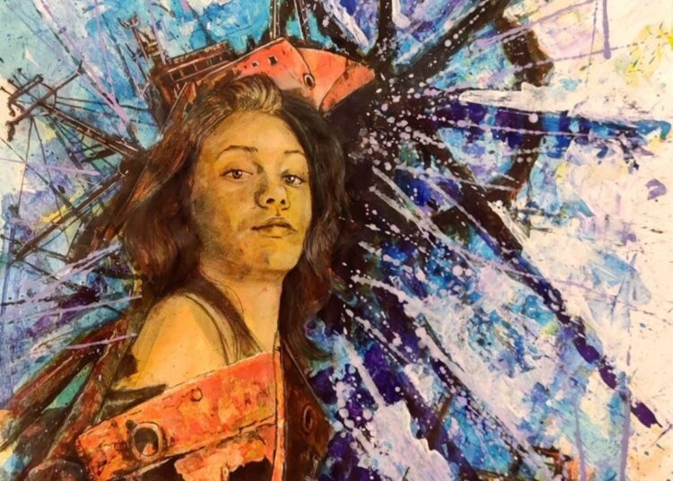 Roniel Llerena. S/t, 2022. Técnica mixta sobre cartulina, 65 x 45 cm. (Fragmento)