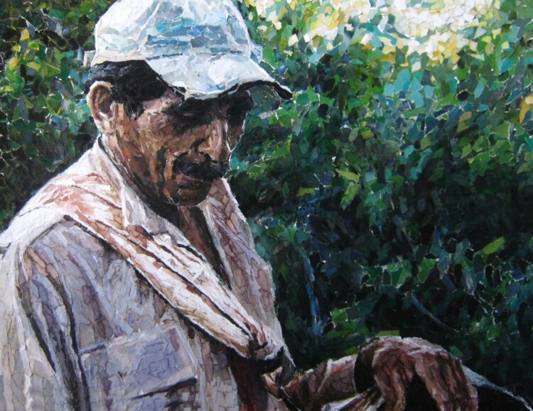 “El hombre”, 2011. Collage sobre cartulina, 35 x 45 cm.