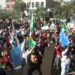 Manifestantes en LA. Foto: ABC 7.