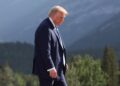 El presidente Donald Trump  durante la Cumbre del G7 en el campo de golf Kananaskis Country, en Alberta, Canadá, el 16 de junio de 2025. Foto: EFE/EPA/SUZANNE PLUNKETT . POOL
