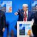 El presidente Donald Trump durante una rueda de prensa junto al secretario de Defensa, Pete Hegseth, y el secretario de Estado, Marco Rubio, después de la Cumbre de la OTAN en La Haya. Foto: EFE/Robin van Lonkhuijsen.