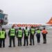 Avión con migrantes venezolanos abordo deportados de Estados Unidos, en el Aeropuerto Internacional Simón Bolívar, en La Guaira, Venezuela. Foto:  Prensa Del Ministerio De Interior, Justicia Y Paz/EFE.