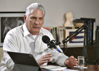 Díaz-Canel durante el podcast 'Desde la presidencia'. Foto: Estudio Revolución/ SOLO USO EDITORIAL/EFE.