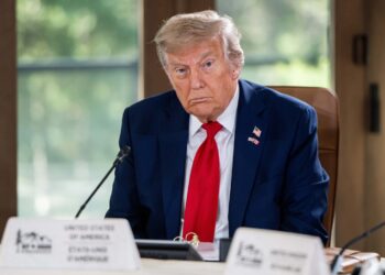 El presidente de Estados Unidos, Donald Trump, asiste a una sesión de trabajo en la Cumbre del G7 en Kananaskis, Canadá, el 16 de junio de 2025. Foto: Spencer Colby / EFE / EPA.