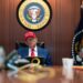 Donald Trump en la Sala de Crisis de la Casa Blanca en Washington, D. C., EE. UU., el 21 de junio de 2025, poco antes de dirigirse a la nación sobre el bombardeo estadounidense en Irán. Foto: EFE/Casa Blanca.