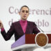 La presidenta de México, Claudia Sheinbaum, durante su habitual conferencia de prensa matutina. Foto: José Méndez / EFE.