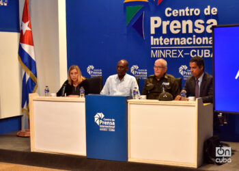 Presentación por autoridades cubanas de la actualización de la lista nacional de terroristas, en La Habana, el 9 de julio de 2025. Foto: Otmaro Rodríguez.