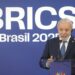 El presidente de Brasil, Luis Inacio Lula da Silva, en rueda de prensa luego de la cumbre de los BRICS en Río de Janeiro. Foto:  EFE/ Antonio Lacerda.