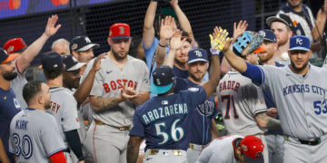 Randy Arozarena durante el Juego de Estrellas de MLB en 2025, celebrado el 15 de julio en Truist Park de Atlanta. Foto: Erik S. Lesser/EFE.