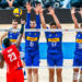 El atacador cubano Marlon Yant intenta perforar el bloqueo de Italia durante un partido de la Liga de Naciones de voleibol celebrado en 2024. Foto: Volleyball World.