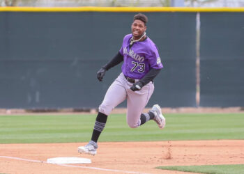 Yanquiel Fernández, quinto entre los mejores prospectos de los Rockies, ya debutó en Grandes Ligas con la novena de Colorado. Foto: Cheryl Nichols