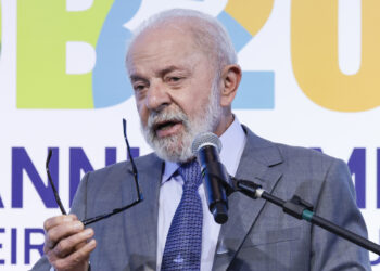 Lula da Silva habla durante la ceremonia de apertura de la X Reunión Anual del Nuevo Banco de Desarrollo. Foto: André Coelho/EFE.