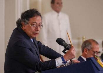 Petro habla en un evento en la Casa de Nariño en Bogotá, este jueves. Foto: Presidencia de Colombia/EFE.