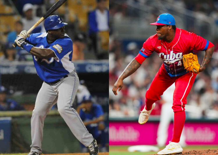 Ronnier Mustelier (izquierda) y Luis Miguel Romero (derecha), los dos cubanos que llegaron a Grandes Ligas sin salir al diamante.