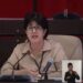 La ya exministra de Trabajo y Seguridad Social de Cuba, Marta Elena Feitó Cabrera, durante su muy cuestionada intervención ante una comisión de la Asamblea Nacional, que derivó en su renuncia. Foto: Captura de video.