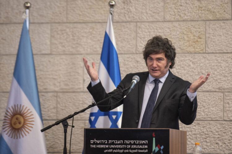 El presidente argentino, Javier Milei, hablando en la Universidad Hebrea de Jerusalén. Foto: EFE/ Magda Gibelli ARCHIVO.
