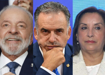 Combo de fotografías de archivo del presidente de Brasil, Luiz Inácio Lula da Silva (i), el presidente de Uruguay, Yamandu Orsi (c), y la presidenta de Perú, Dina Boluarte. Fotos: Antonio Lacerda/ Federico Gutierrez/Paolo Aguilar/EFE.