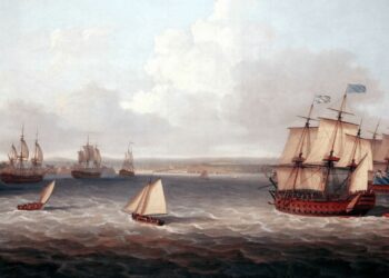 La poderosa Royal Navy acercándose a La Habana el 6 de junio de 1762. Autor: Dominic Serres.