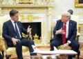 Mark Rutte y Donald Trump este 14 de julio. Foto: YURI GRIPAS / POOL/EFE/EPA