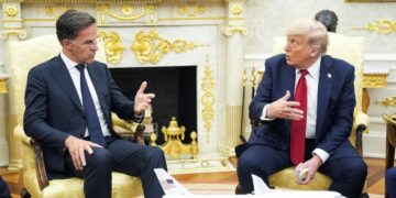 Mark Rutte y Donald Trump este 14 de julio. Foto: YURI GRIPAS / POOL/EFE/EPA